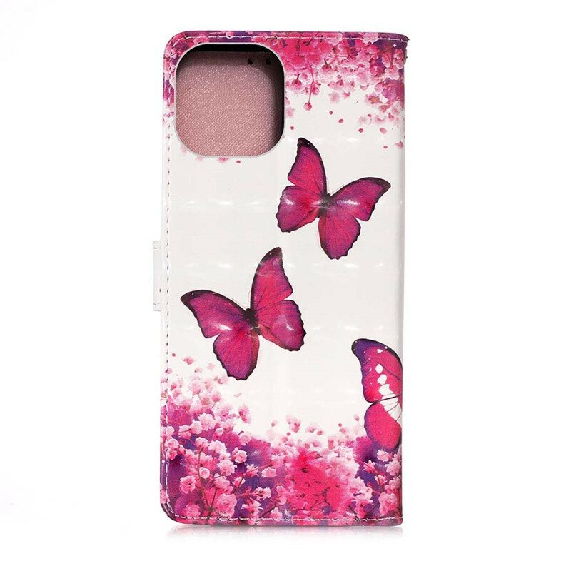Folio-hoesje voor iPhone 13 Pro Max Rode Vlinders