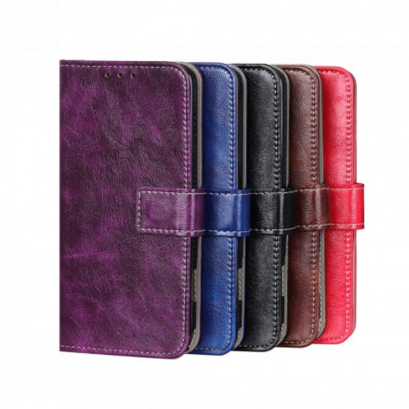 Leren Hoesje voor Realme 8 / 8 Pro Glanzende En Zichtbare Naden