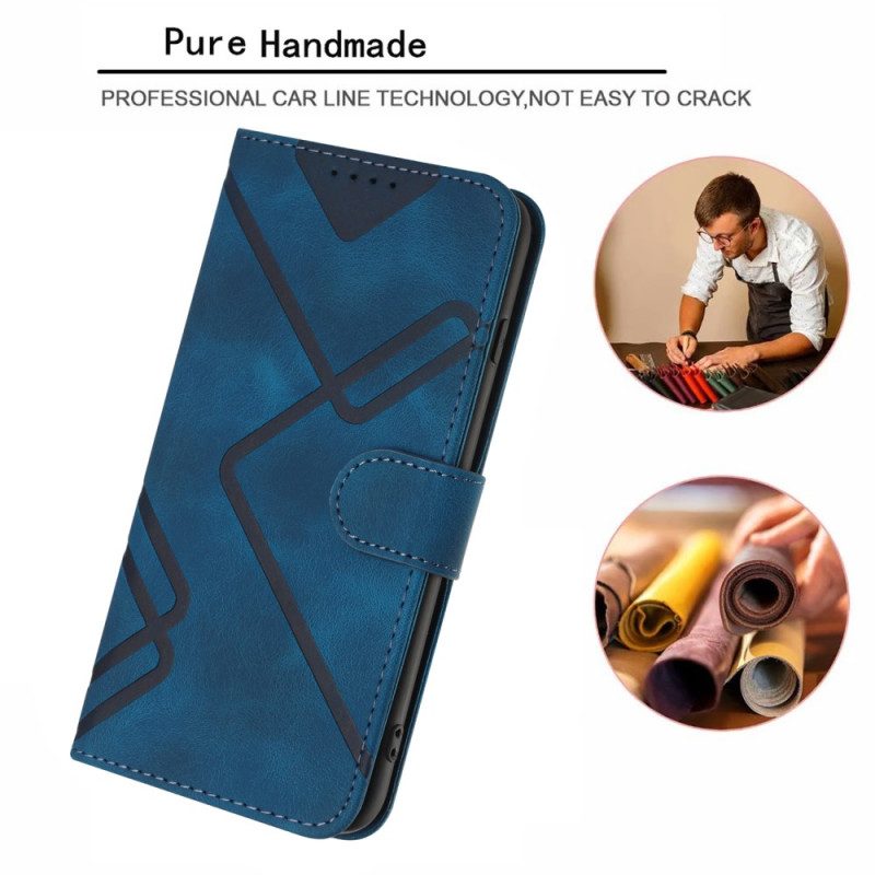 Leren Hoesje Voor Oppo Reno 12 Pro 5g Geometrische Band