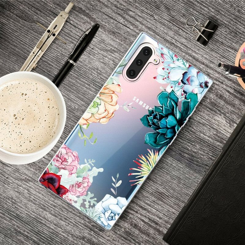 Telefoonhoesje voor Samsung Galaxy Note 10 Naadloze Aquarel Bloemen