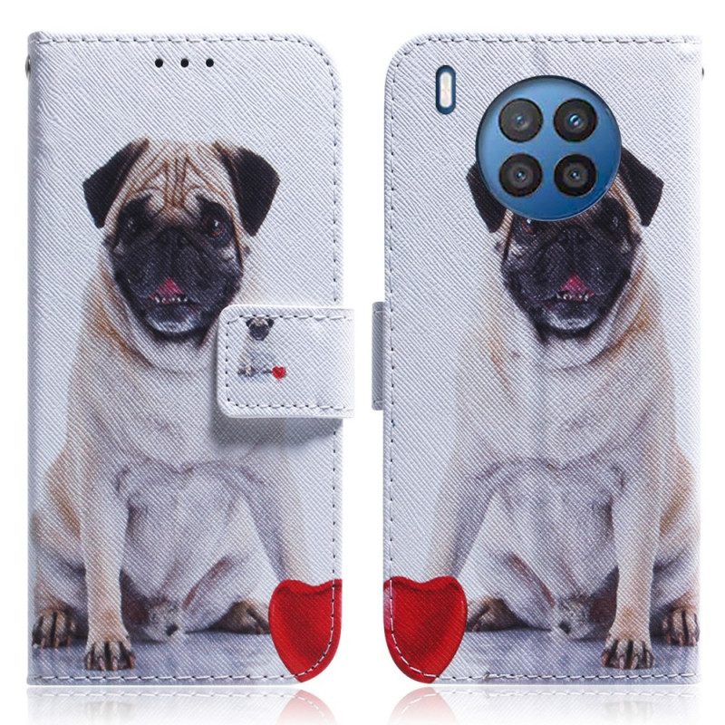 Leren Hoesje voor Huawei Nova 8i Mops Hond