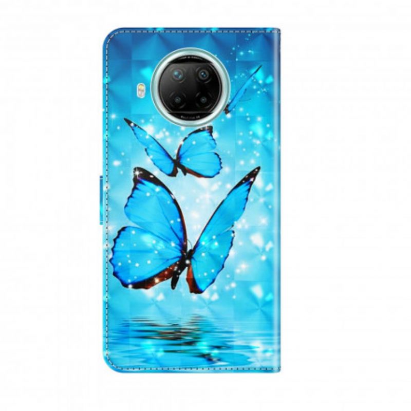 Folio-hoesje voor Xiaomi Redmi Note 9 Pro 5G Lichte Vlek Vliegende Blauwe Vlinders