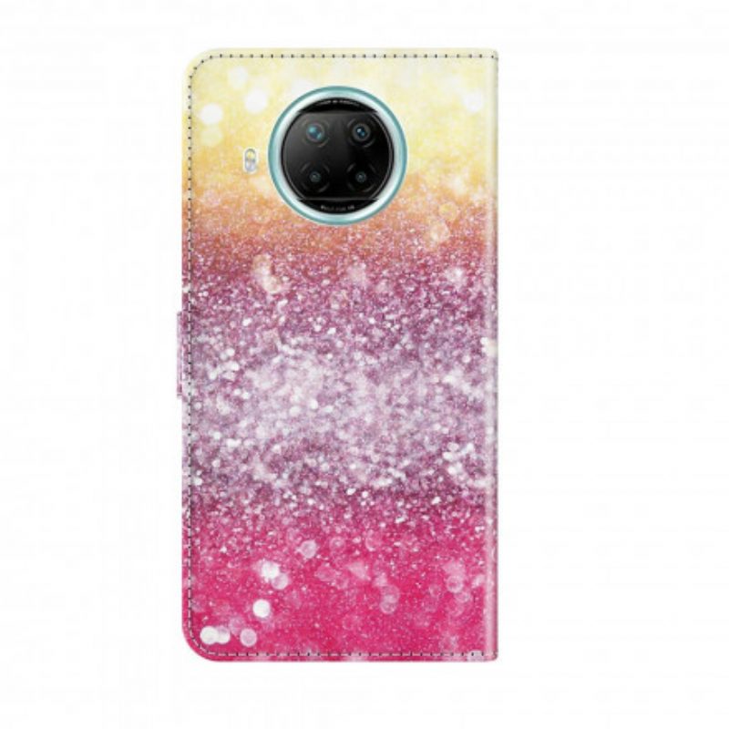 Folio-hoesje voor Xiaomi Redmi Note 9 Pro 5G Lichtvlek Glitter Magenta