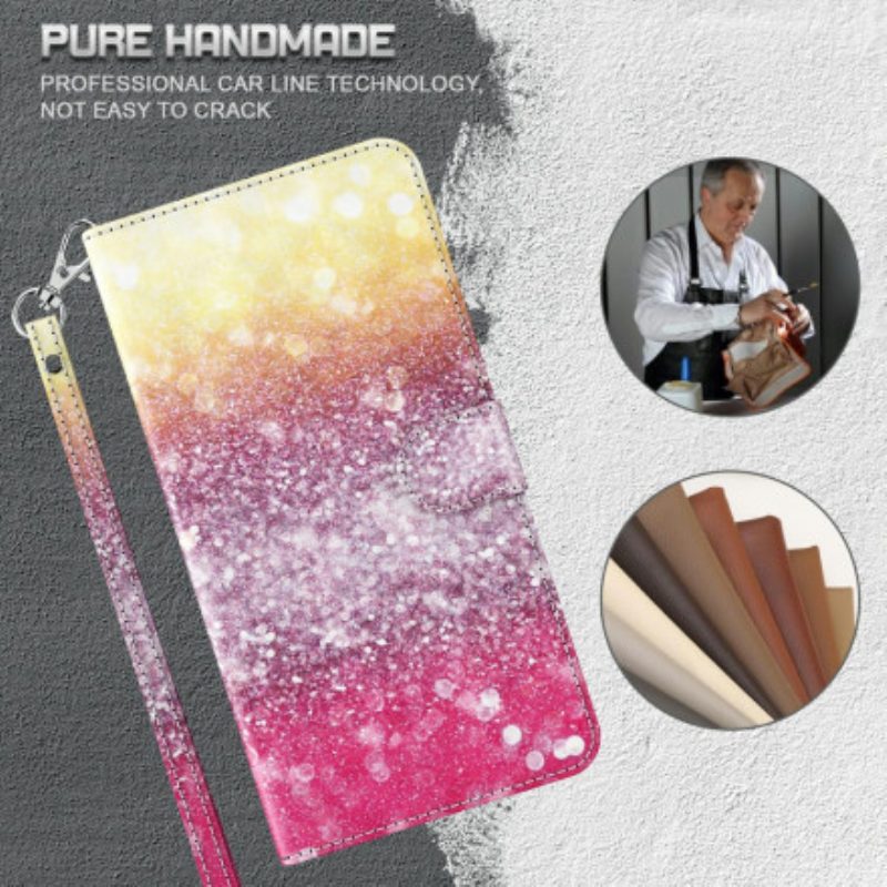 Folio-hoesje voor Xiaomi Redmi Note 9 Pro 5G Lichtvlek Glitter Magenta