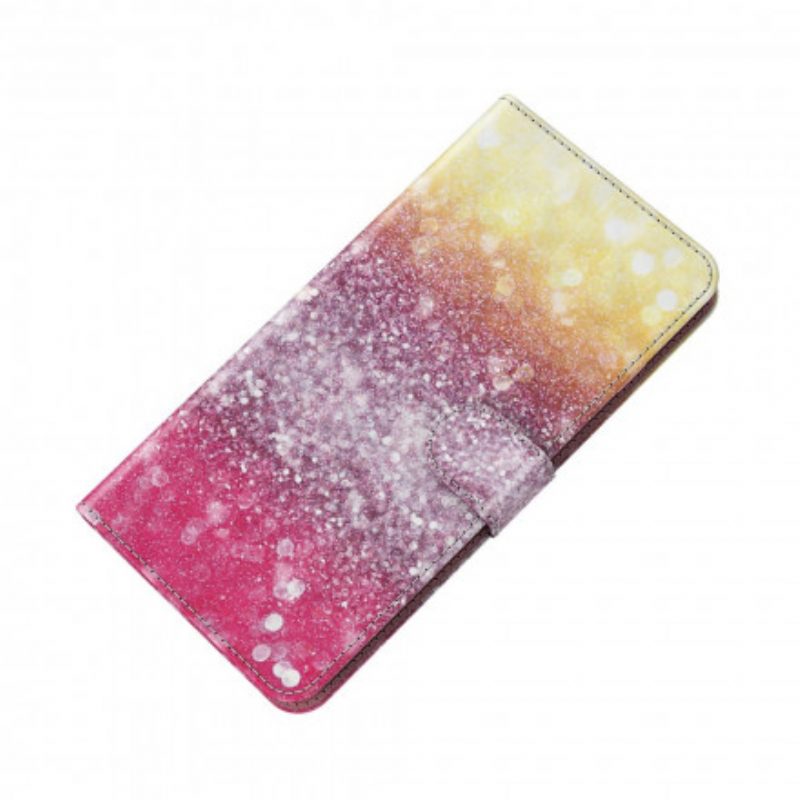 Folio-hoesje voor Xiaomi Redmi Note 9 Pro 5G Lichtvlek Glitter Magenta