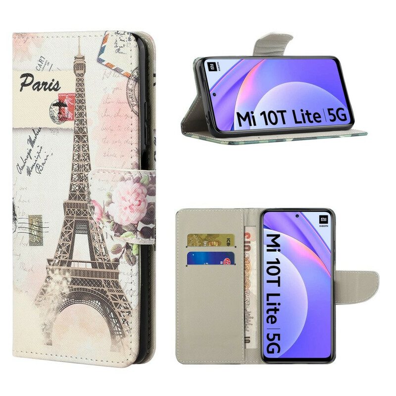 Folio-hoesje voor Xiaomi Redmi Note 9 Pro 5G Retro Eiffeltoren