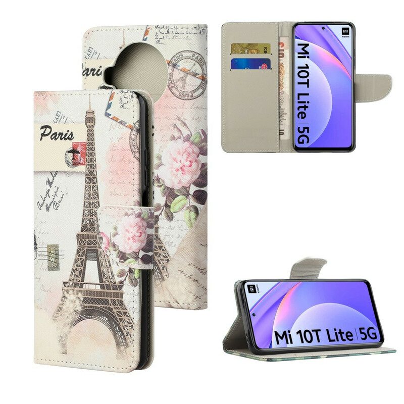 Folio-hoesje voor Xiaomi Redmi Note 9 Pro 5G Retro Eiffeltoren
