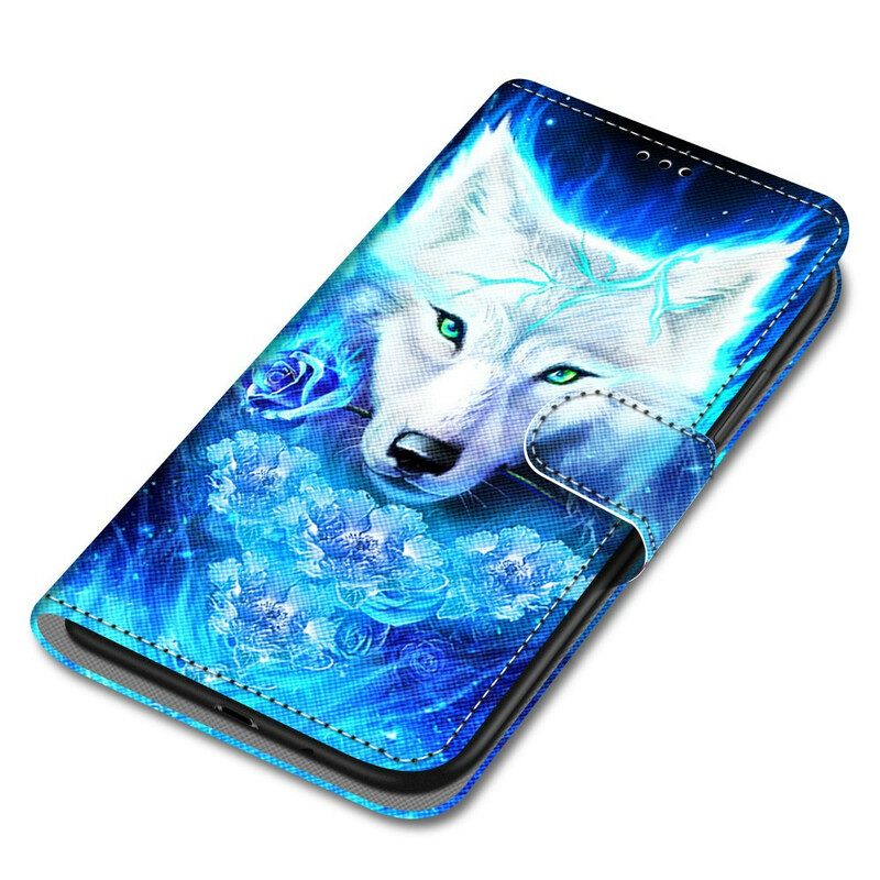 Leren Hoesje voor Xiaomi Redmi Note 9 Pro 5G Hond Wolf
