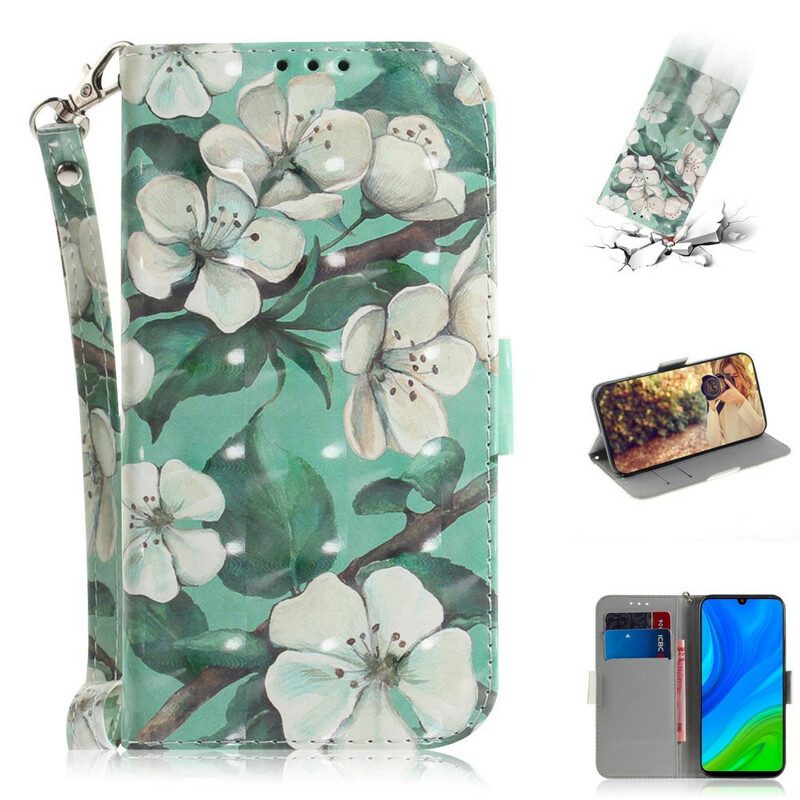 Folio-hoesje voor Huawei P Smart 2020 Met Ketting Bloeiende Tak Met Riem