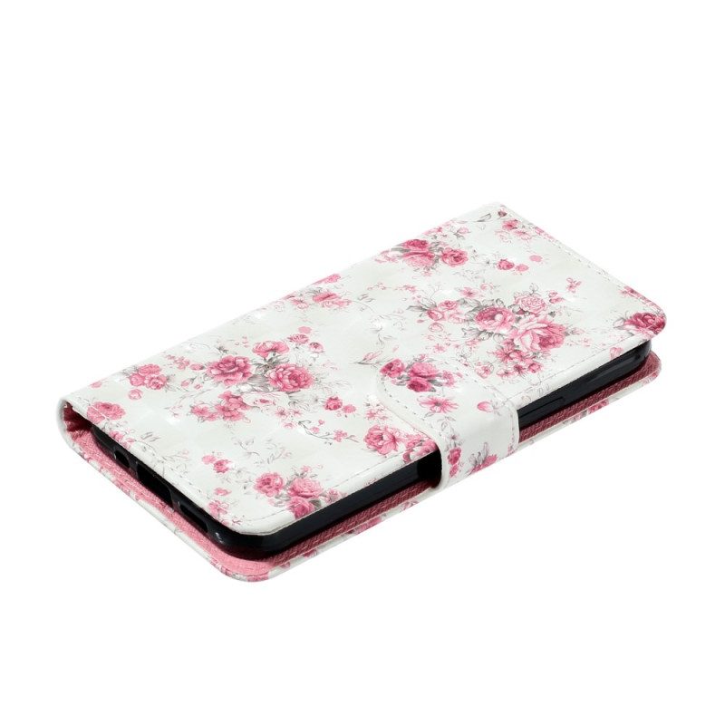 Flip Case voor Xiaomi Redmi 10A Met Ketting Riem Liberty Bloemen