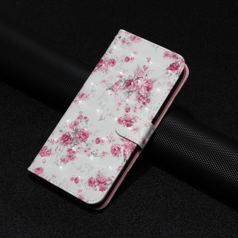Flip Case voor Xiaomi Redmi 10A Met Ketting Riem Liberty Bloemen