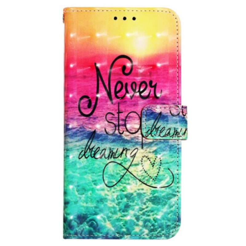 Folio-hoesje voor Xiaomi Redmi 10A Met Ketting Stop Nooit Met Dromen Strappy