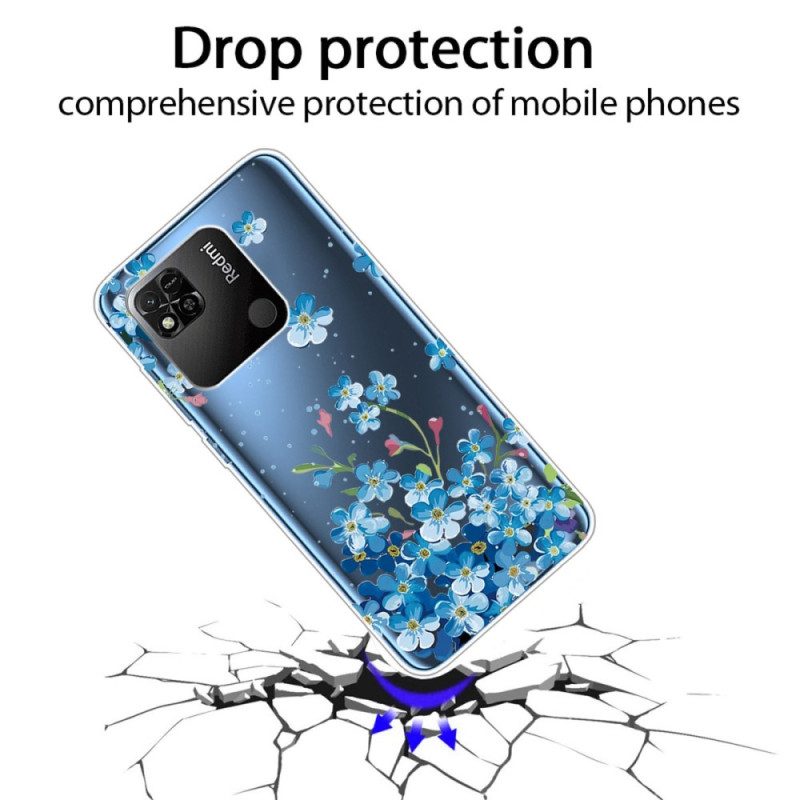 Hoesje voor Xiaomi Redmi 10A Naadloze Blauwe Bloemen