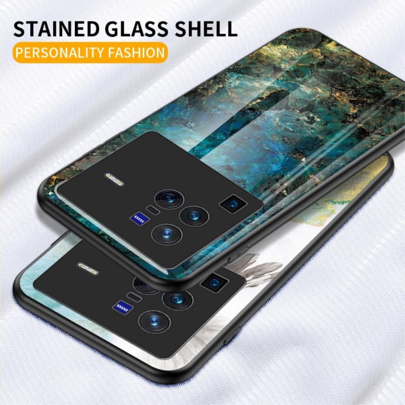 Hoesje voor Vivo X80 Pro Marmer Gehard Glas