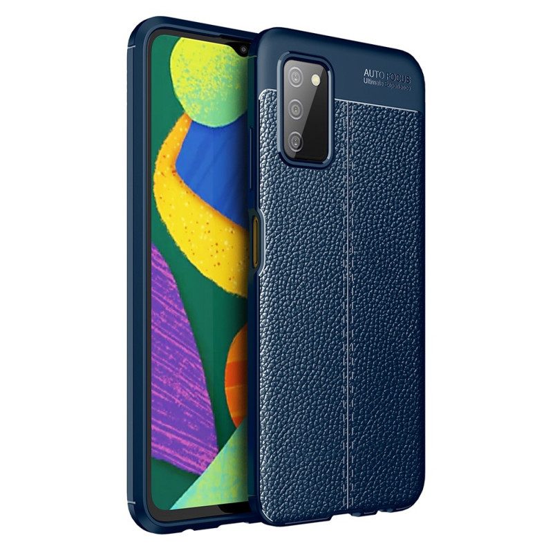 Hoesje voor Samsung Galaxy A03s Dubbellijnig Litchi-leereffect