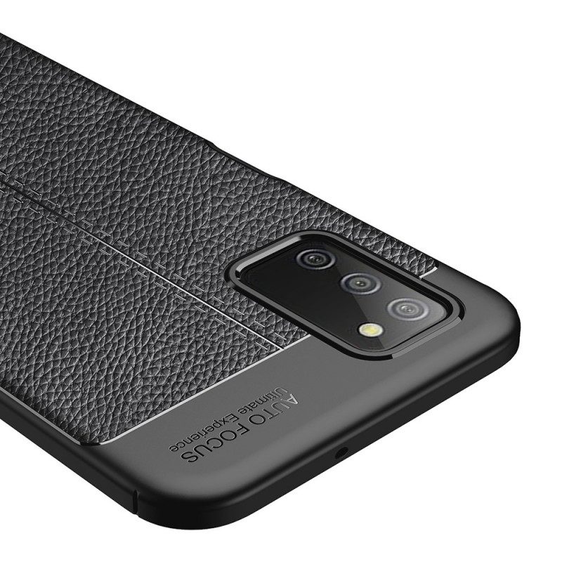 Hoesje voor Samsung Galaxy A03s Dubbellijnig Litchi-leereffect