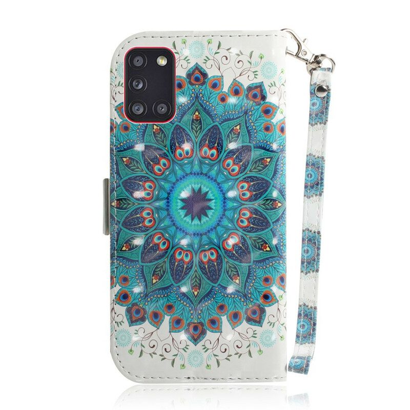 Folio-hoesje voor Samsung Galaxy A31 Met Ketting Meesterlijke Mandala Met Riem