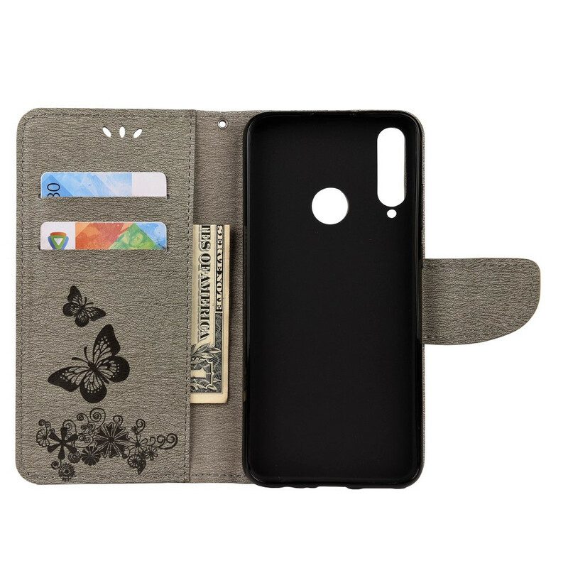 Folio-hoesje voor Huawei Y6p Alleen Vlinders Met Lanyard