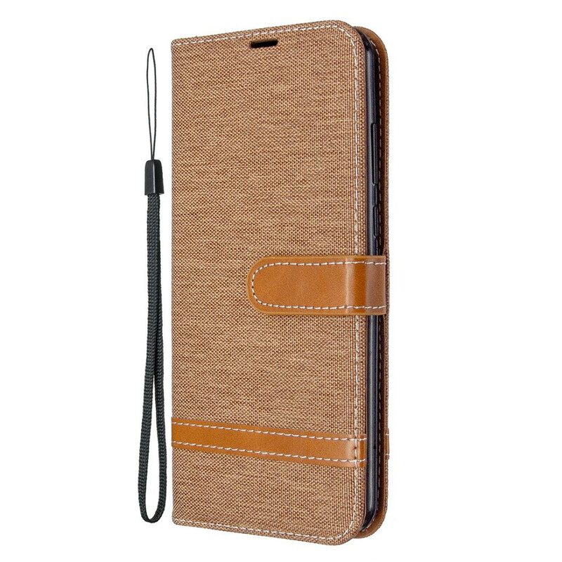 Folio-hoesje voor Huawei Y6p Met Ketting Band Van Stof En Leereffect