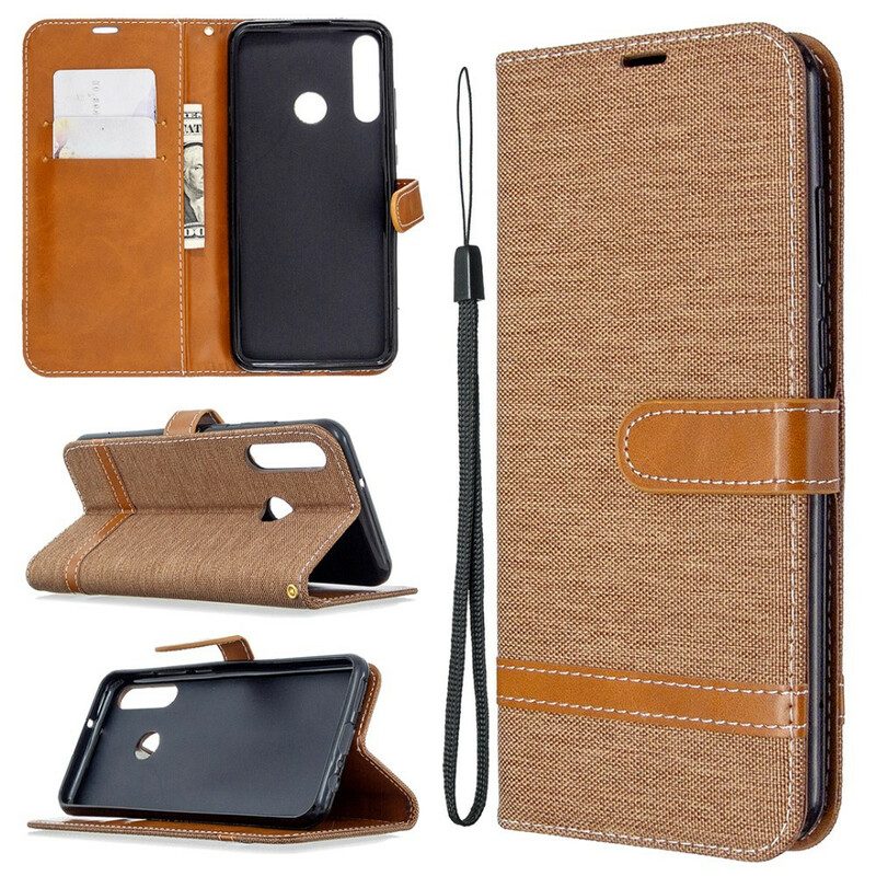 Folio-hoesje voor Huawei Y6p Met Ketting Band Van Stof En Leereffect