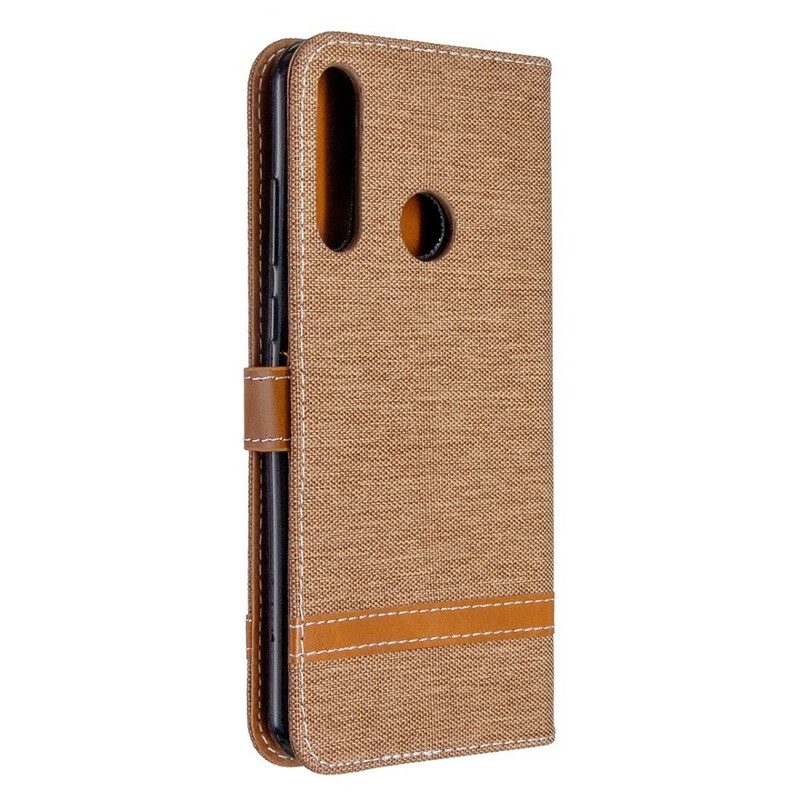 Folio-hoesje voor Huawei Y6p Met Ketting Band Van Stof En Leereffect