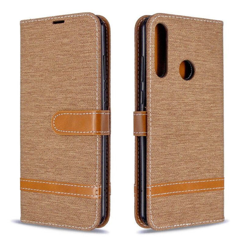 Folio-hoesje voor Huawei Y6p Met Ketting Band Van Stof En Leereffect