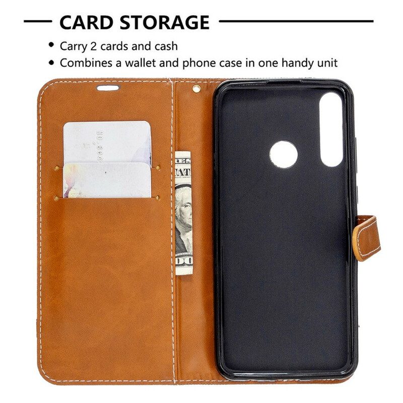 Folio-hoesje voor Huawei Y6p Met Ketting Band Van Stof En Leereffect