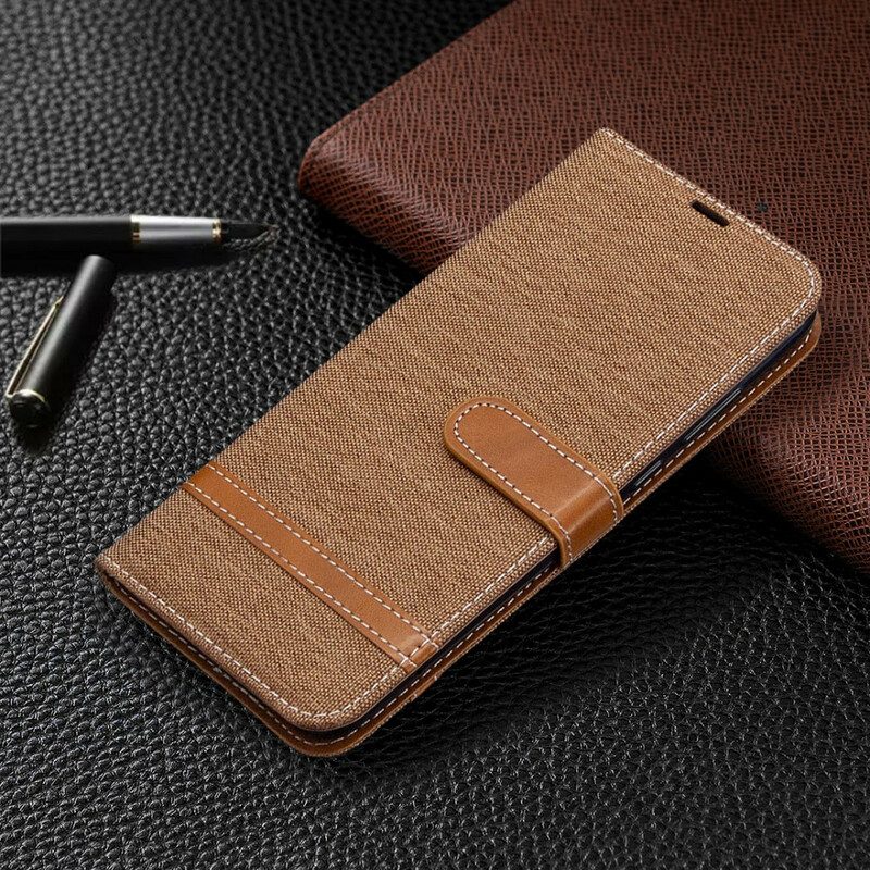 Folio-hoesje voor Huawei Y6p Met Ketting Band Van Stof En Leereffect