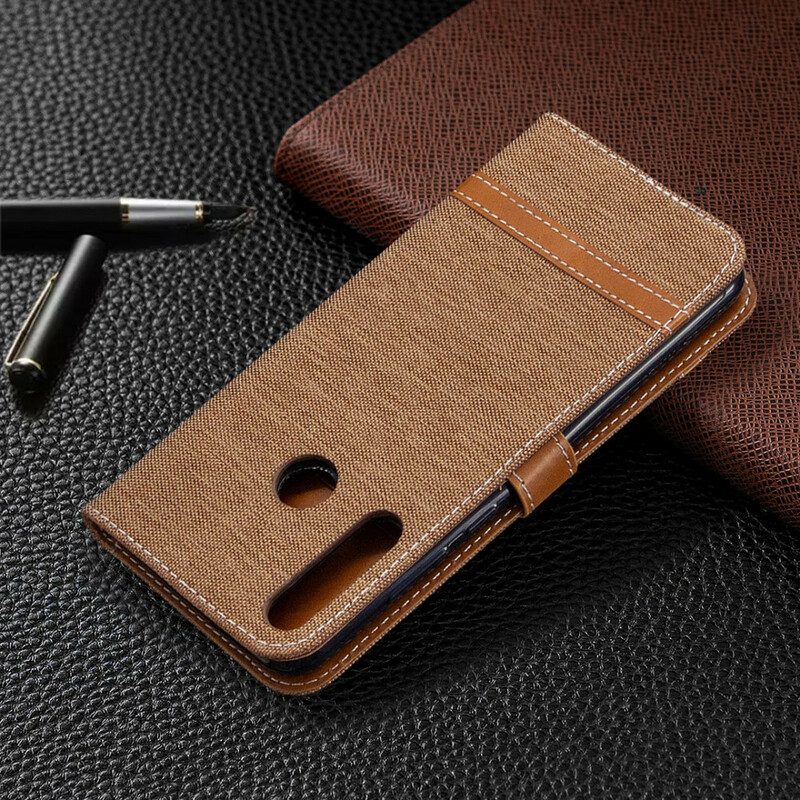 Folio-hoesje voor Huawei Y6p Met Ketting Band Van Stof En Leereffect