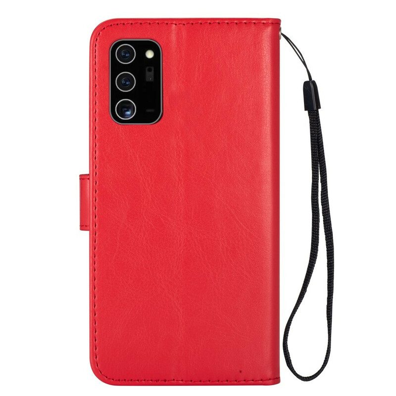 Flip Case voor Samsung Galaxy Note 20 Met Ketting Effen Kleur Serie Strappy