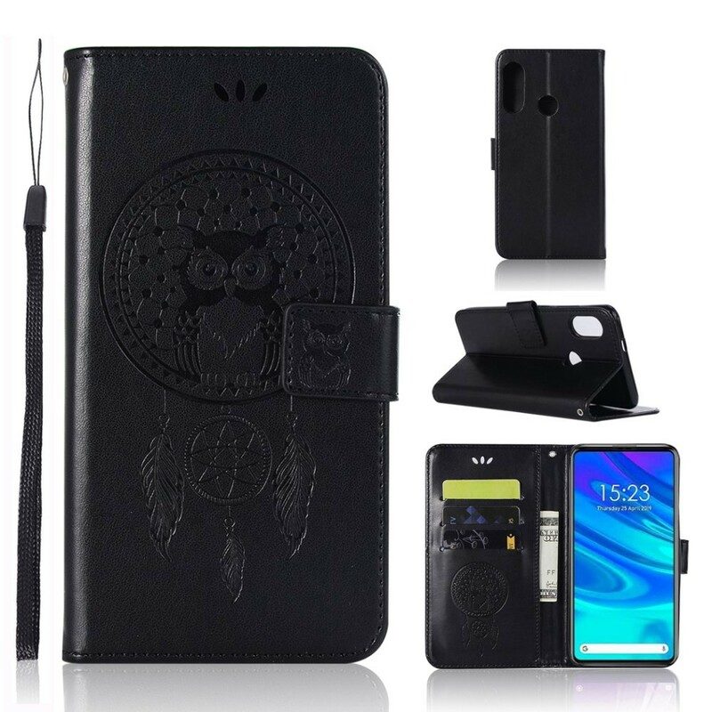 Leren Hoesje voor Huawei P Smart Z Leereffect Dromenvanger Uil