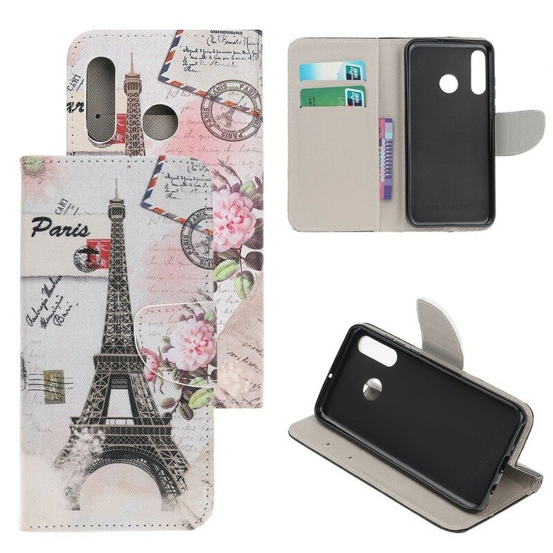 Leren Hoesje voor Huawei P Smart Z Retro Eiffeltoren