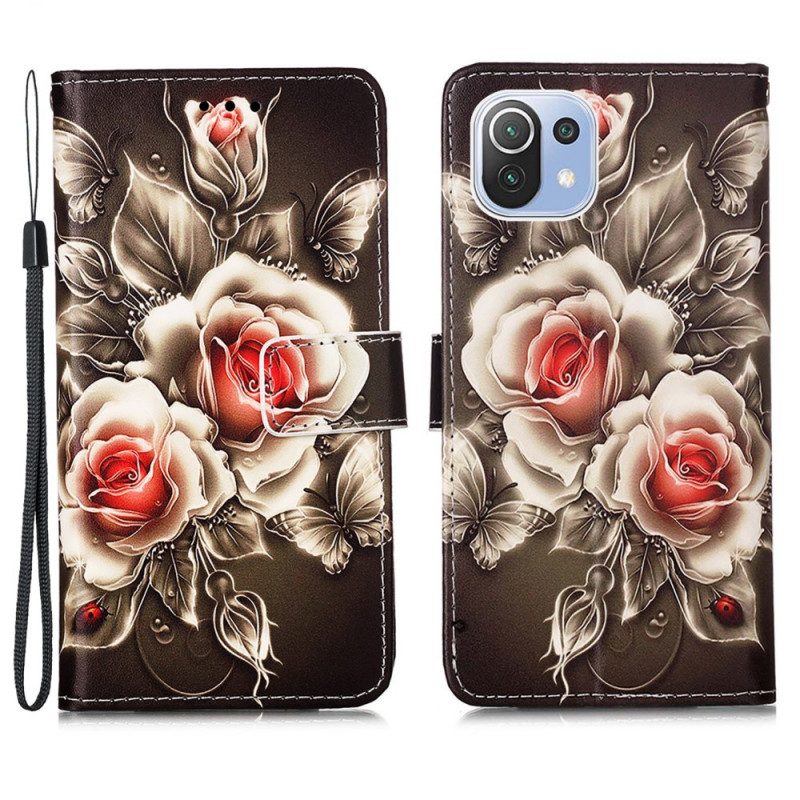 Folio-hoesje voor Xiaomi Mi 11 Lite 4G / 5G / 5G NE Gouden Rozen