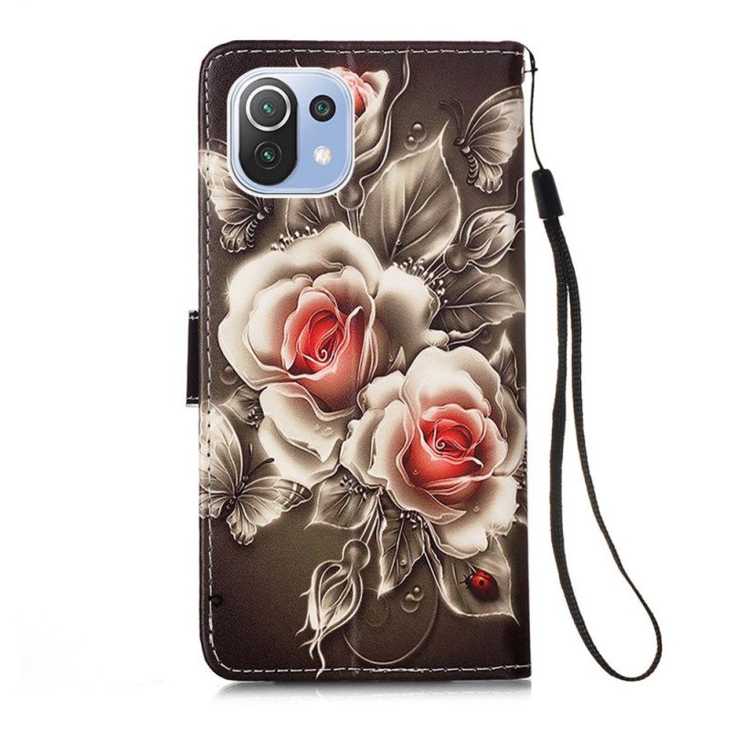 Folio-hoesje voor Xiaomi Mi 11 Lite 4G / 5G / 5G NE Gouden Rozen