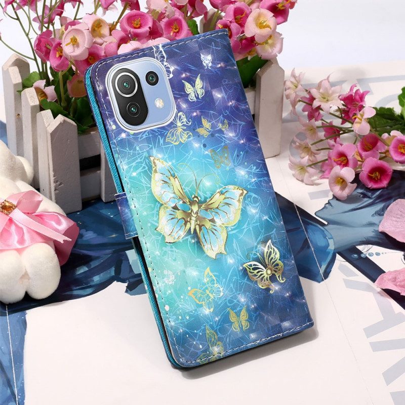 Folio-hoesje voor Xiaomi Mi 11 Lite 4G / 5G / 5G NE Gouden Vlinders