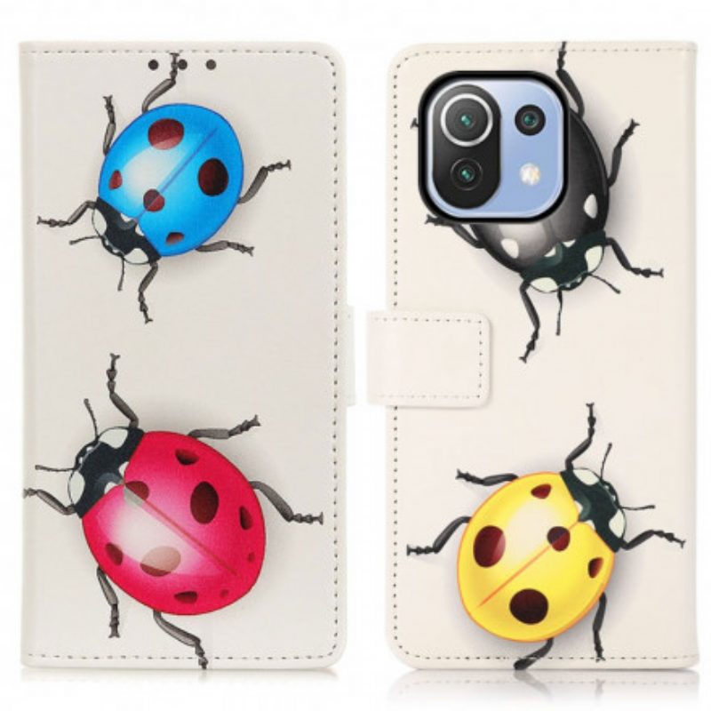 Folio-hoesje voor Xiaomi Mi 11 Lite 4G / 5G / 5G NE Lieveheersbeestjes