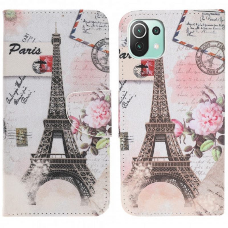 Folio-hoesje voor Xiaomi Mi 11 Lite 4G / 5G / 5G NE Retro Eiffeltoren