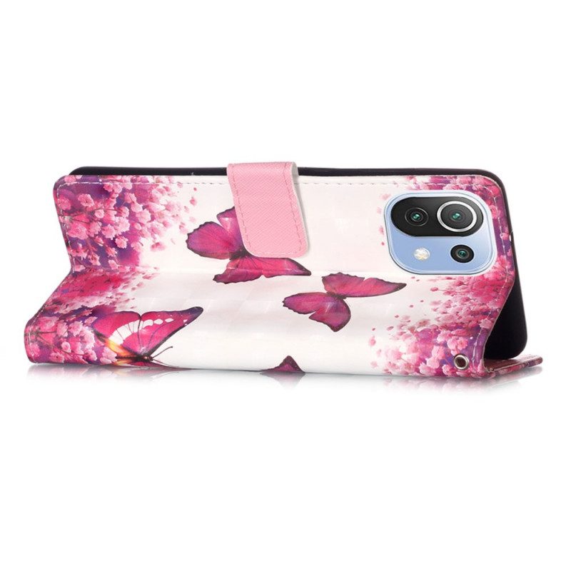 Folio-hoesje voor Xiaomi Mi 11 Lite 4G / 5G / 5G NE Rode Vlinders