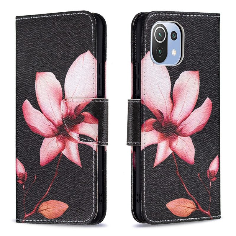 Folio-hoesje voor Xiaomi Mi 11 Lite 4G / 5G / 5G NE Roze Bloem