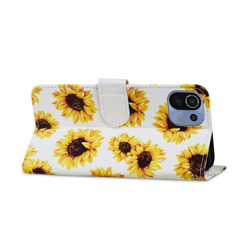 Folio-hoesje voor Xiaomi Mi 11 Lite 4G / 5G / 5G NE Zonnebloemen