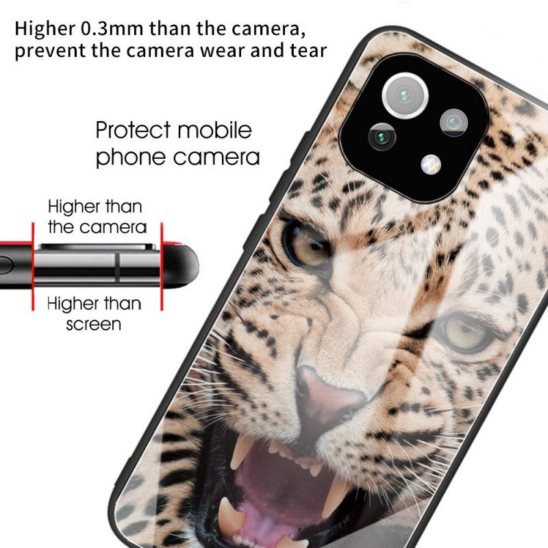 Hoesje voor Xiaomi Mi 11 Lite 4G / 5G / 5G NE Luipaard Gehard Glas