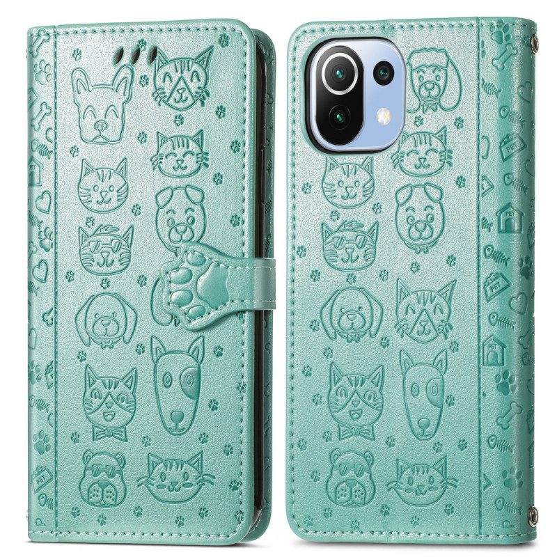 Leren Hoesje voor Xiaomi Mi 11 Lite 4G / 5G / 5G NE Geanimeerde Dieren