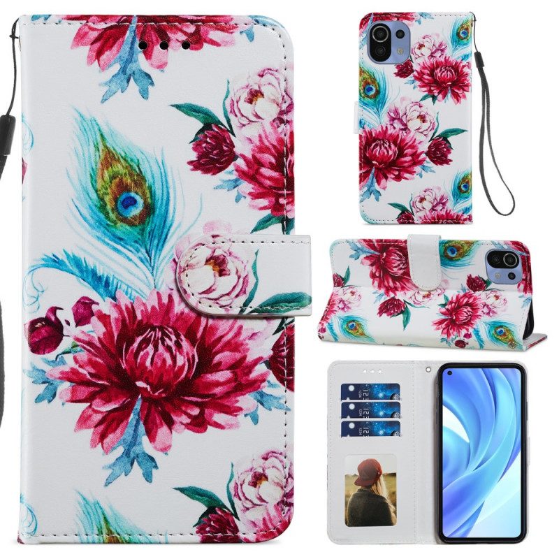 Leren Hoesje voor Xiaomi Mi 11 Lite 4G / 5G / 5G NE Intense Bloemen