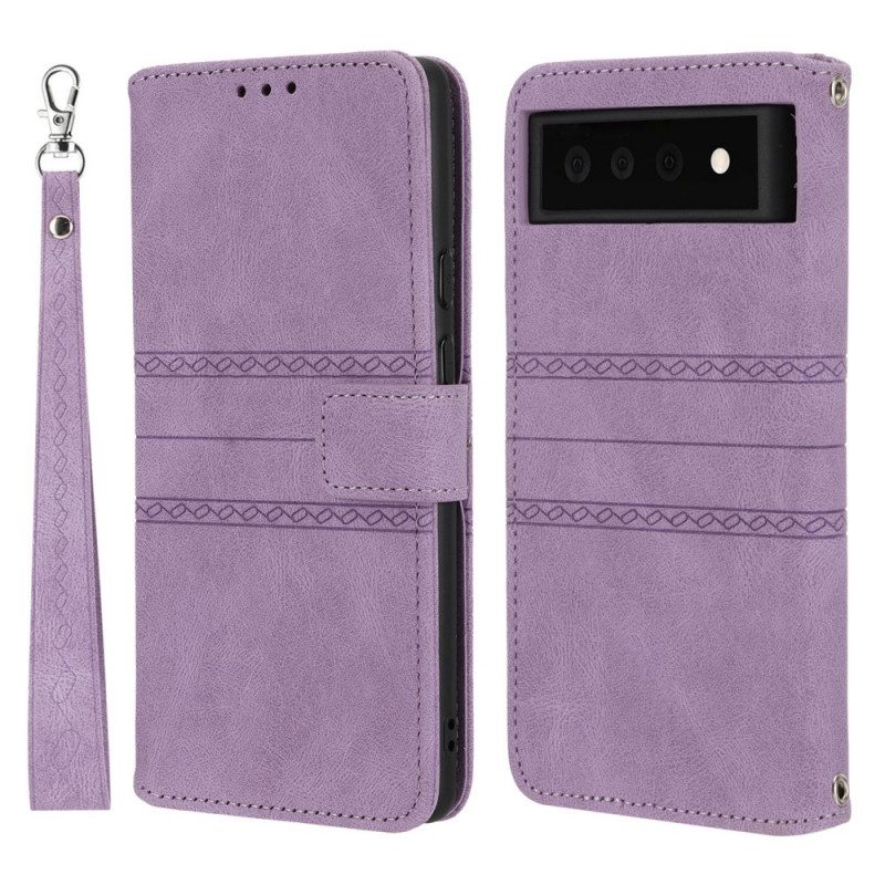 Folio-hoesje voor Google Pixel 6 Pro Kanten Naden