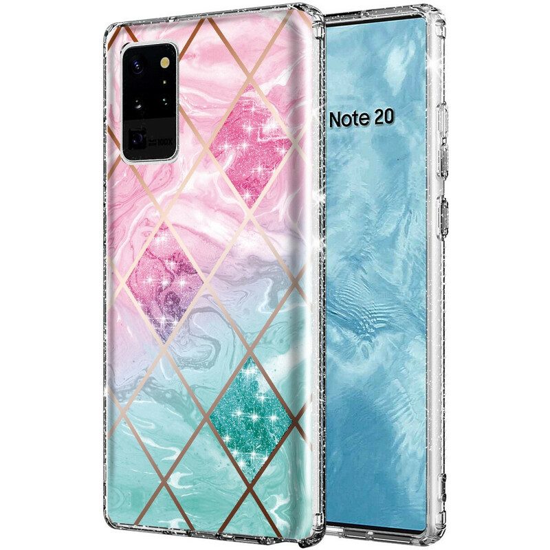 Hoesje voor Samsung Galaxy Note 20 Ultra Tegel Glitter Marmer