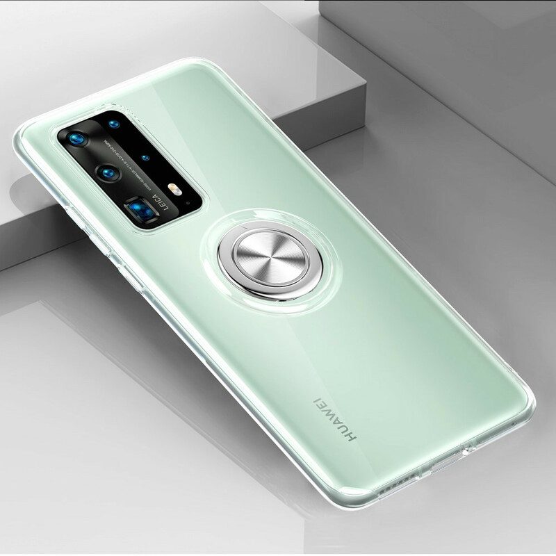 Telefoonhoesje voor Huawei P40 Transparante Eenvoudige Metalen Ring