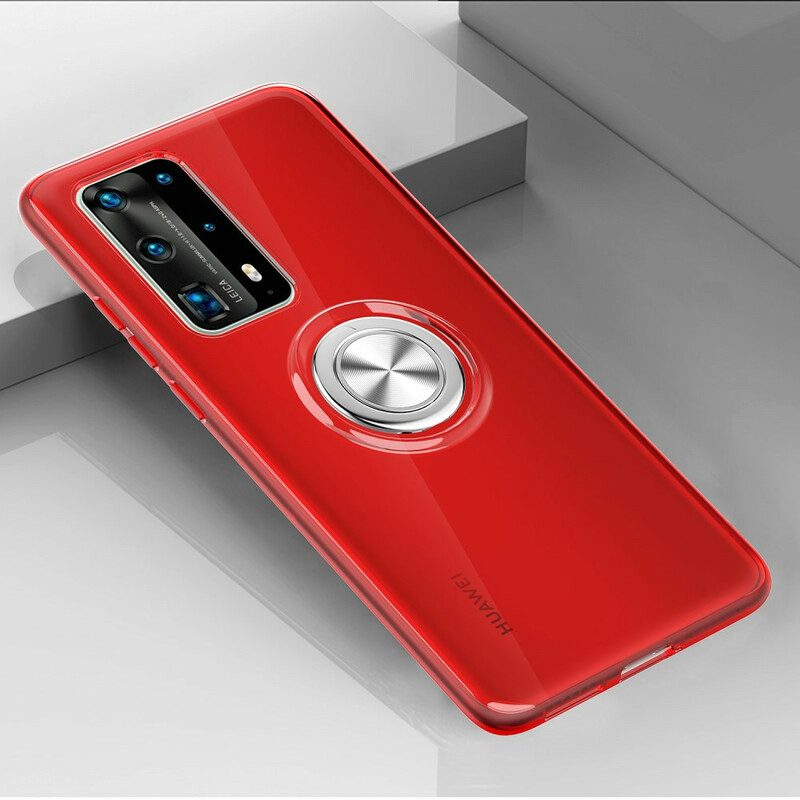 Telefoonhoesje voor Huawei P40 Transparante Eenvoudige Metalen Ring