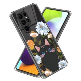 Hoesje Samsung Galaxy S24 Ultra 5g Bloemen En Kat
