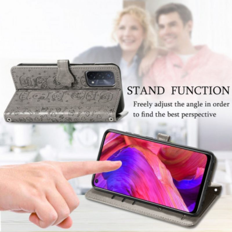 Folio-hoesje voor Oppo A54 5G / A74 5G Geanimeerde Dieren