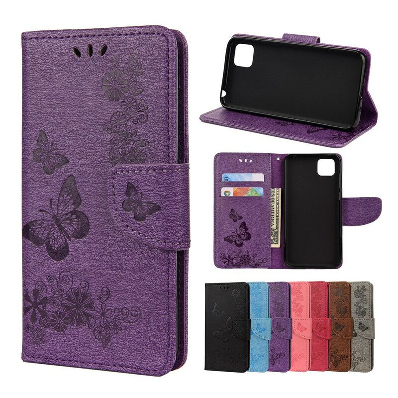 Folio-hoesje voor Huawei Y5p Alleen Vlinders Met Lanyard